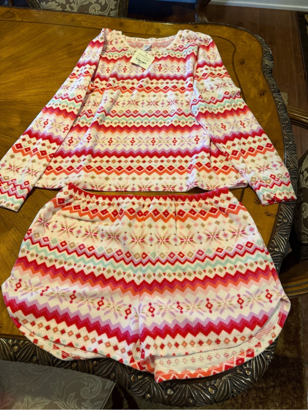 Women's Pink Fair Isle Two-Piece Pajama Set